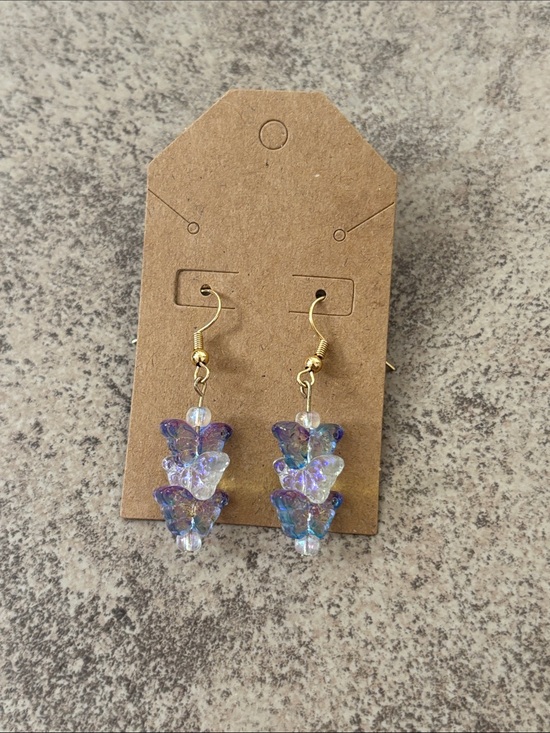 Handmade Jewelry - Purple Dangle Butterfly Earrings
